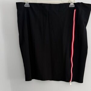 Hunter Black Pencil Skirt with Red Accent